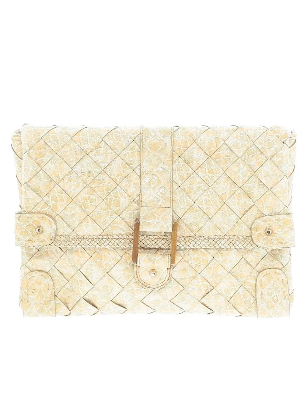 Jessica Simpson Cream Woven Leather Clutch